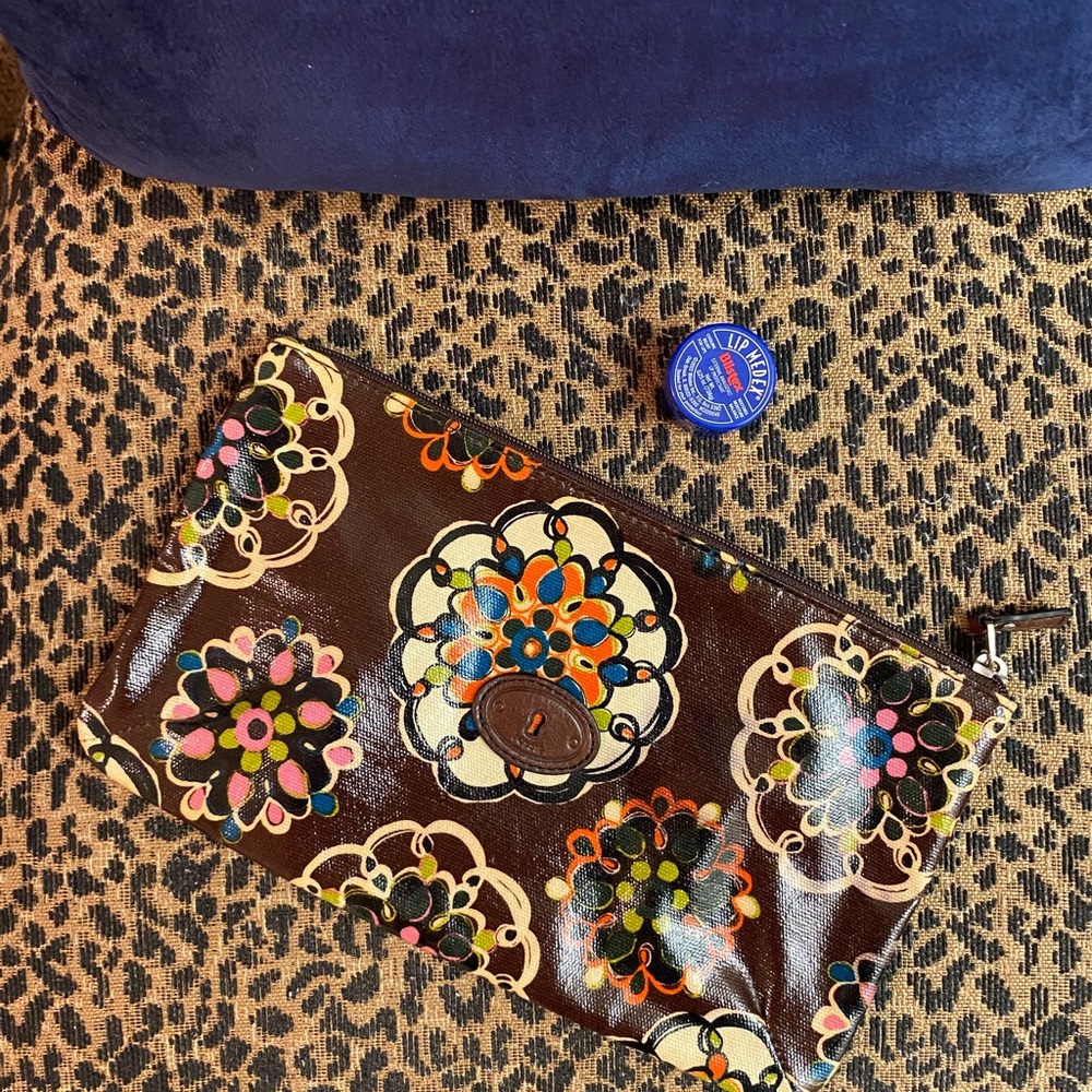 Pre Loved Fossil Multicolor Floral Cosmetic Bag